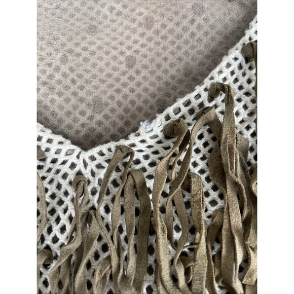 Judith Ann Creations Leather Brown Fringe Sweater Sz S Western Rodeo  Southwest - Picture 11 of 11